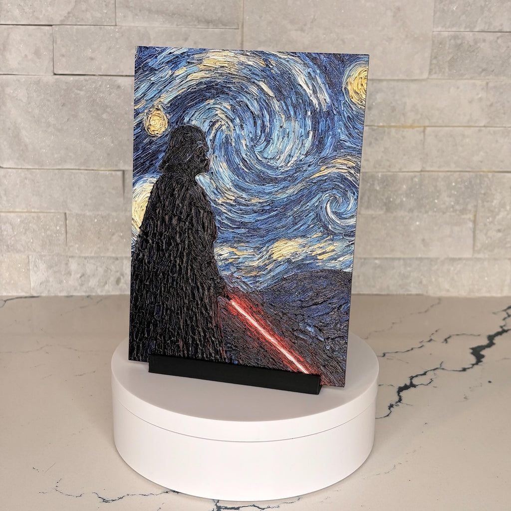 Darth Vader Starry Night Textured Acrylic Artwork, Raised UV Print Wall Decor