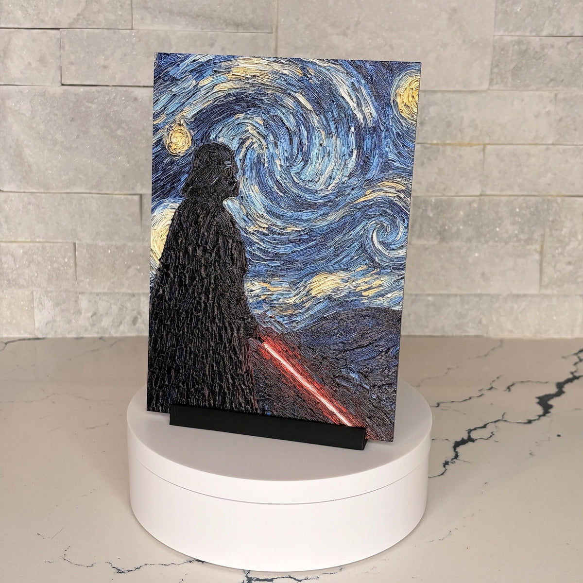 Darth Vader Starry Night Textured Acrylic Artwork, Raised UV Print Wall Decor