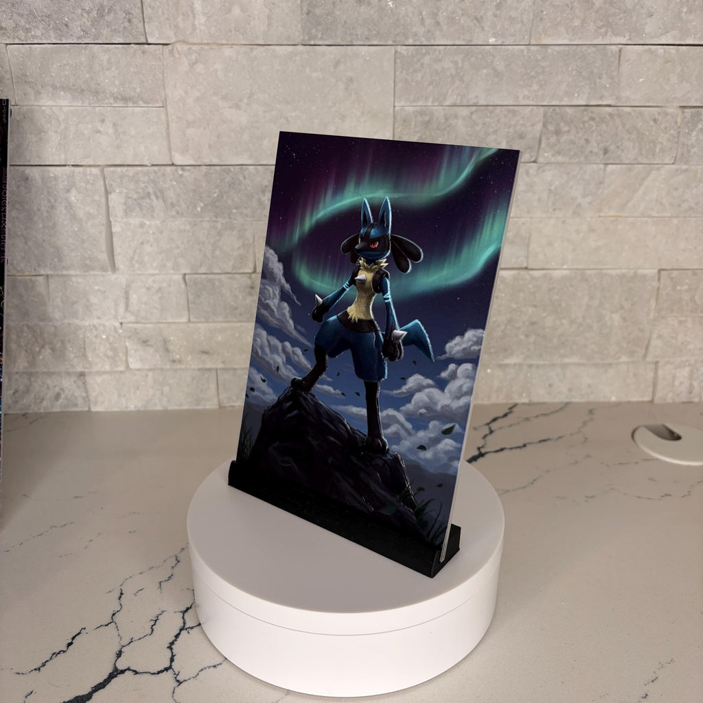 Lucario Aurora Borealis Textured Artworke, Pokemon Inspired UV Printed Art, Northern Lights Decor, Anime Room Tactile Art