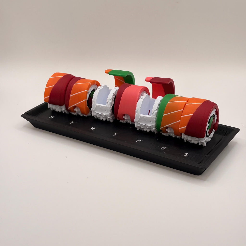 Sushi Weekly Pill Organizer – Rainbow Roll Supplement Container - Licensed ForgeCore