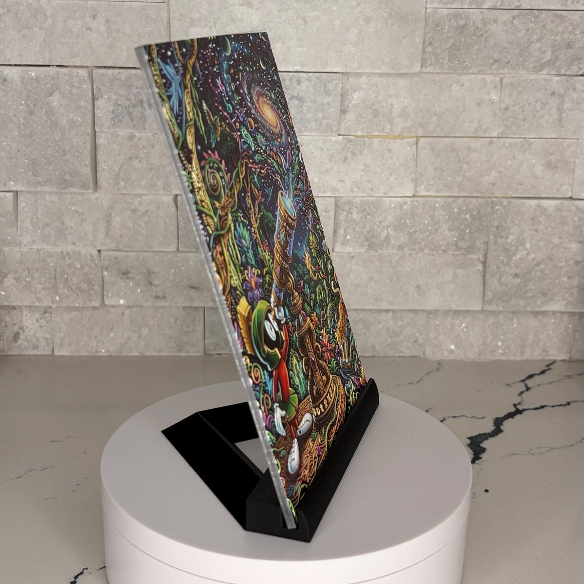 Marvin the Martian Cosmic Telescope Textured Acrylic Artwork, Psychedelic Space Galaxy Plaque