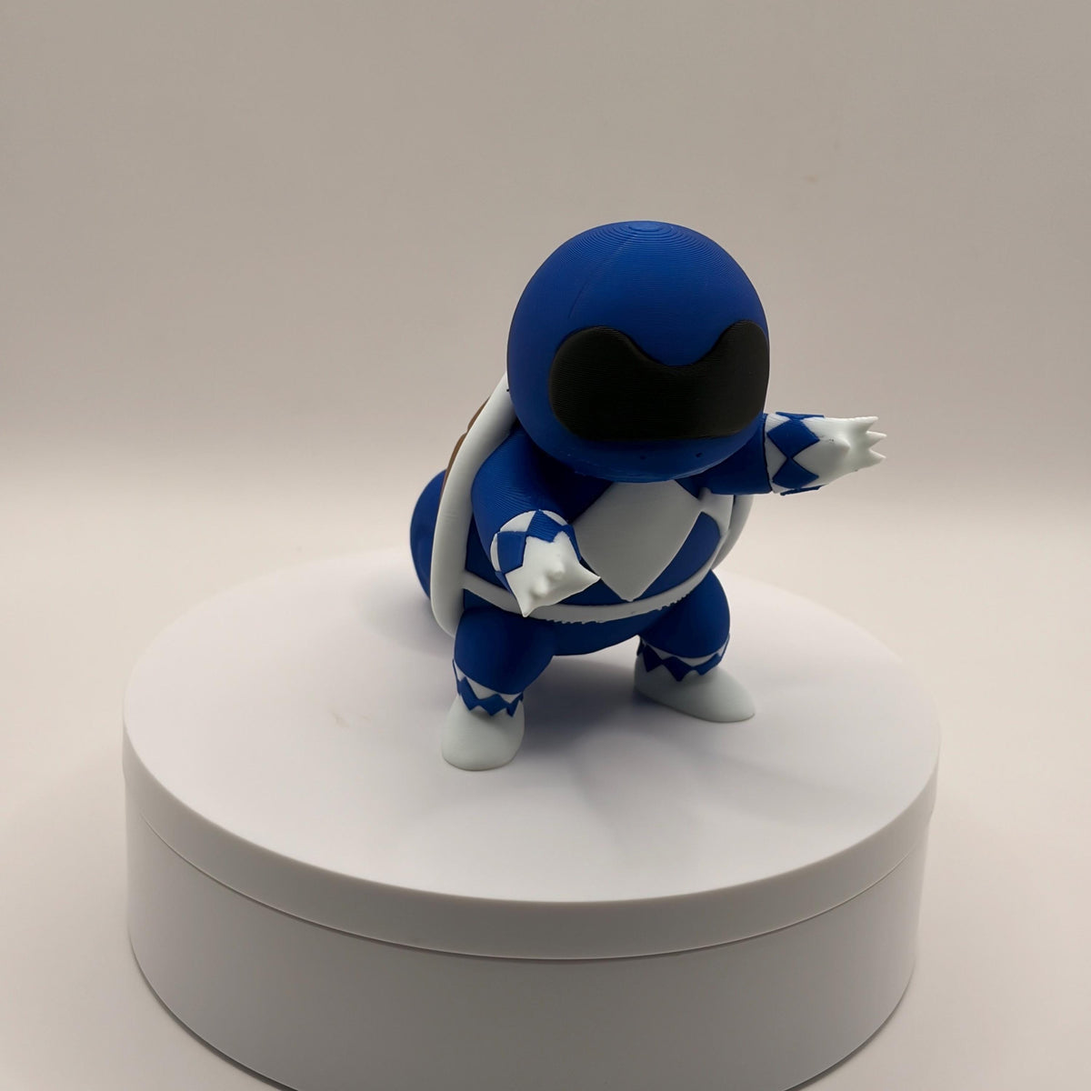 Blue Power Ranger Squirtle Figurine, 3D Printed Pokemon Fusion, Anime Collectible, Gamer Desk Decor, Unique Gift - Licensed