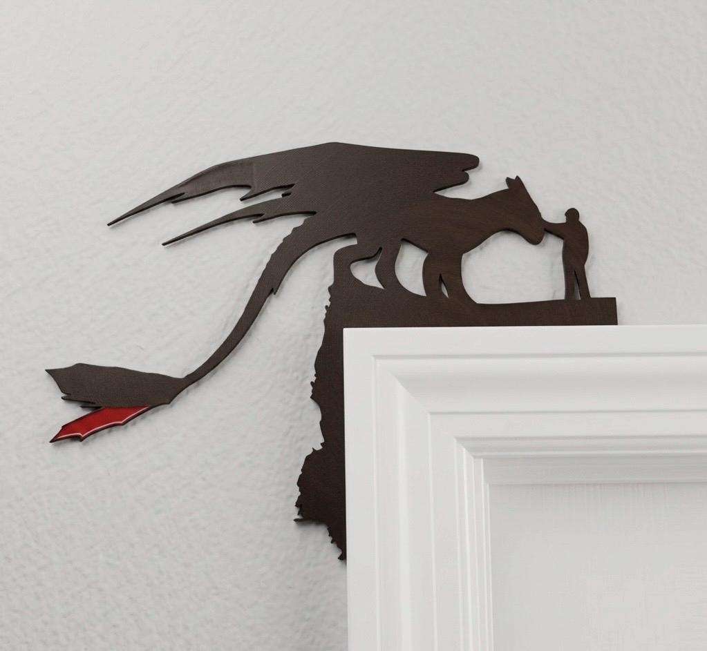 Modern Toothless Silhouette Wall Art | Minimalist Night Fury