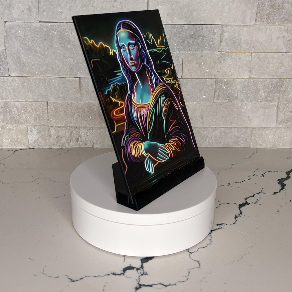 Neon Mona Lisa UV Art, Raised Textured Print, Modern Renaissance Wall Decor