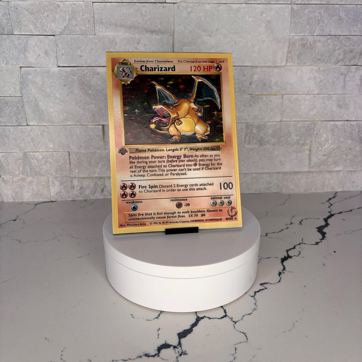 Charizard UV Texture Artwork, Raised Tactile Acrylic Display, Gamer Room Decor