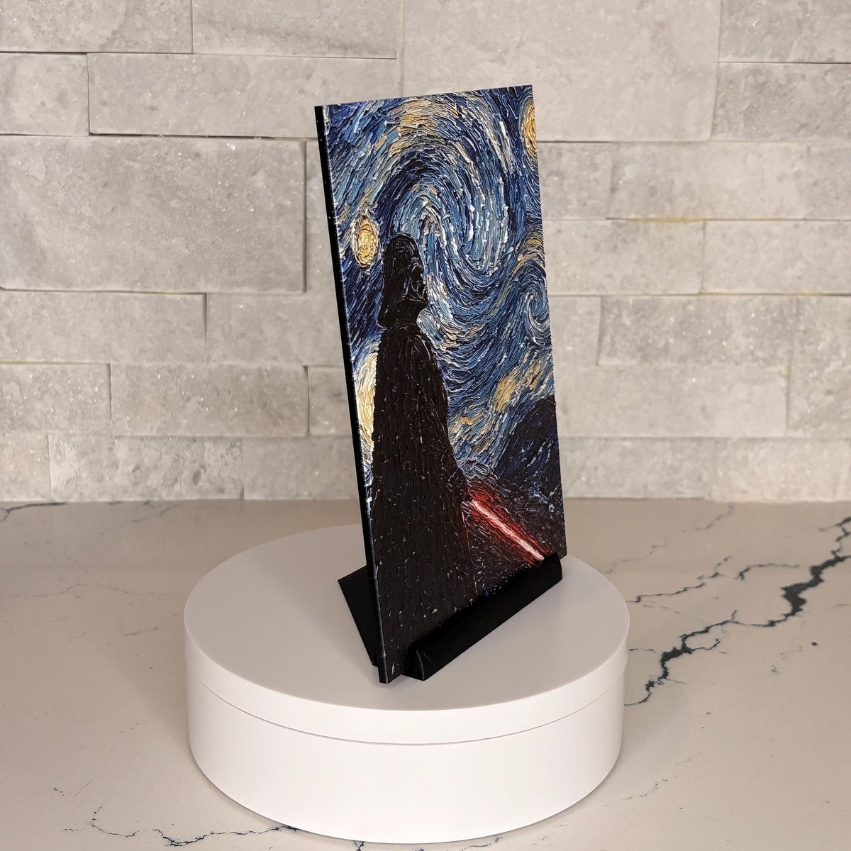 Darth Vader Starry Night Textured Acrylic Artwork, Raised UV Print Wall Decor