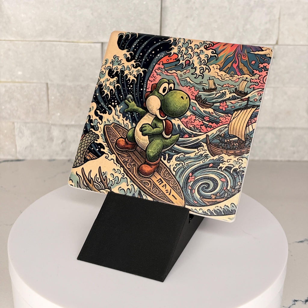 Yoshi Wave Ceramic Tile | Japanese Gaming Wall Decor (UV Printed)