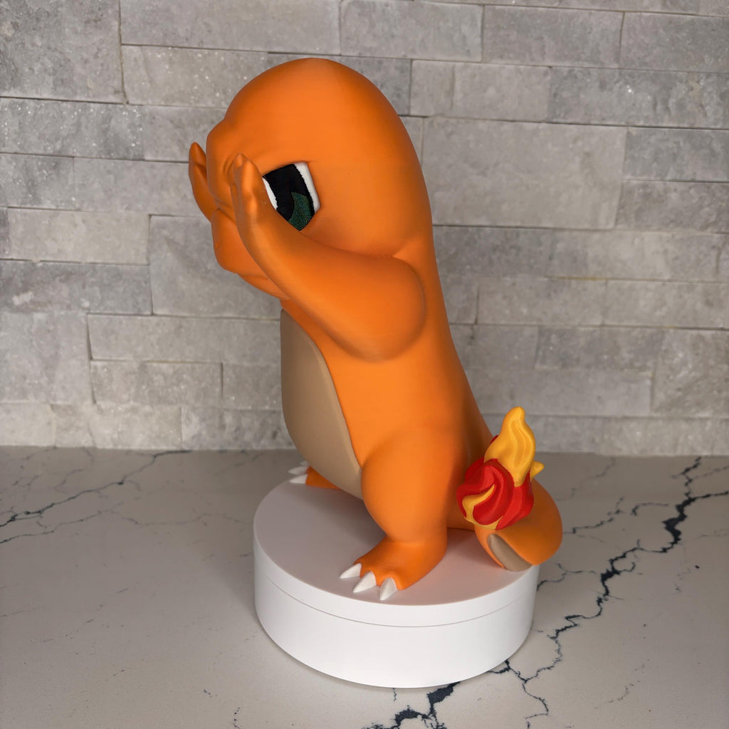 Charmander GrumpyMon Pokémon Statue, 3D Printed Figure, Licensed Large Desk Decor Pokémon Collectible Gamer Gift