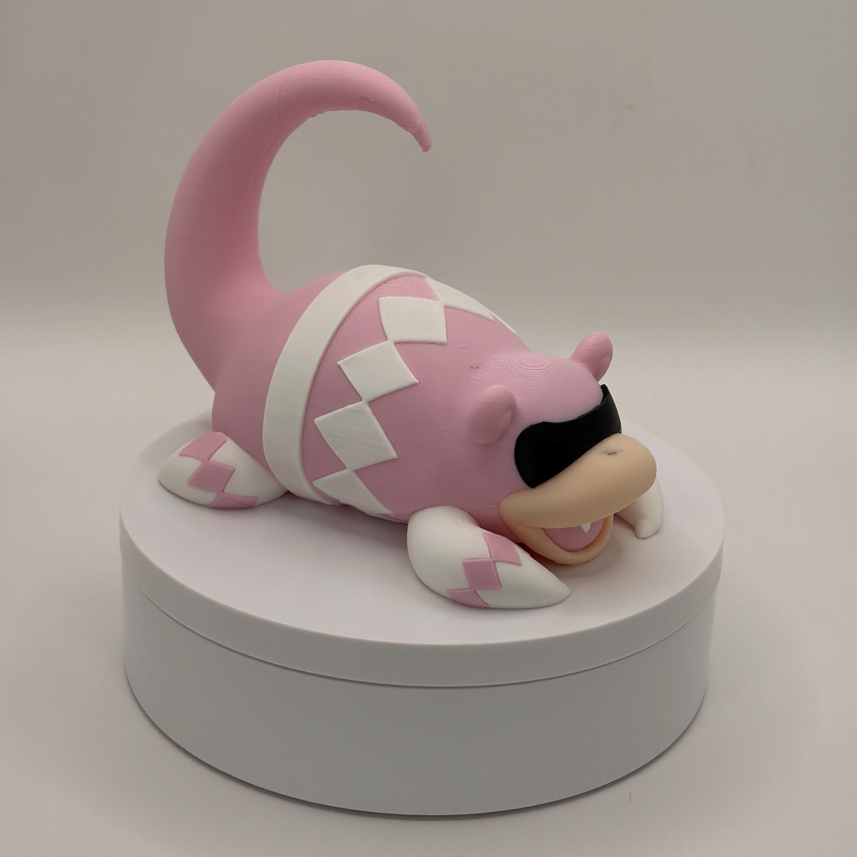 Pink Power Ranger Slowpoke Figurine, 3D Printed Pokemon Fusion, Cute Anime Collectible, Unique Gamer Gift - Licensed