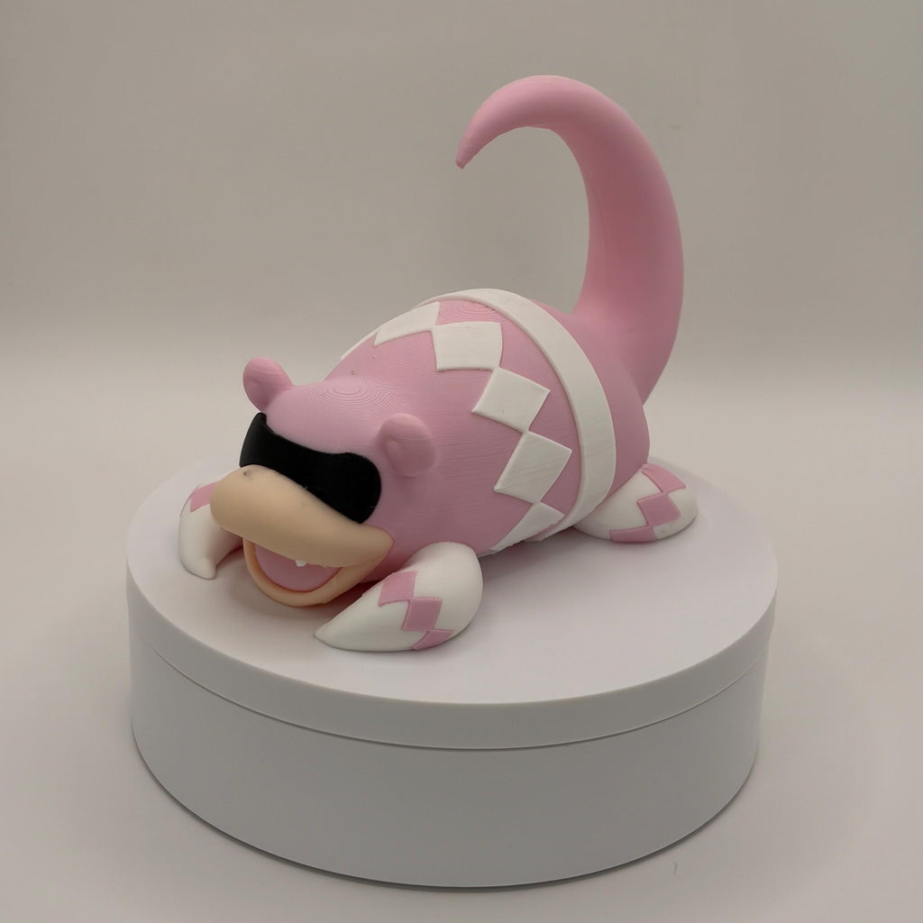 Pink Power Ranger Slowpoke Figurine, 3D Printed Pokemon Fusion, Cute Anime Collectible, Unique Gamer Gift - Licensed