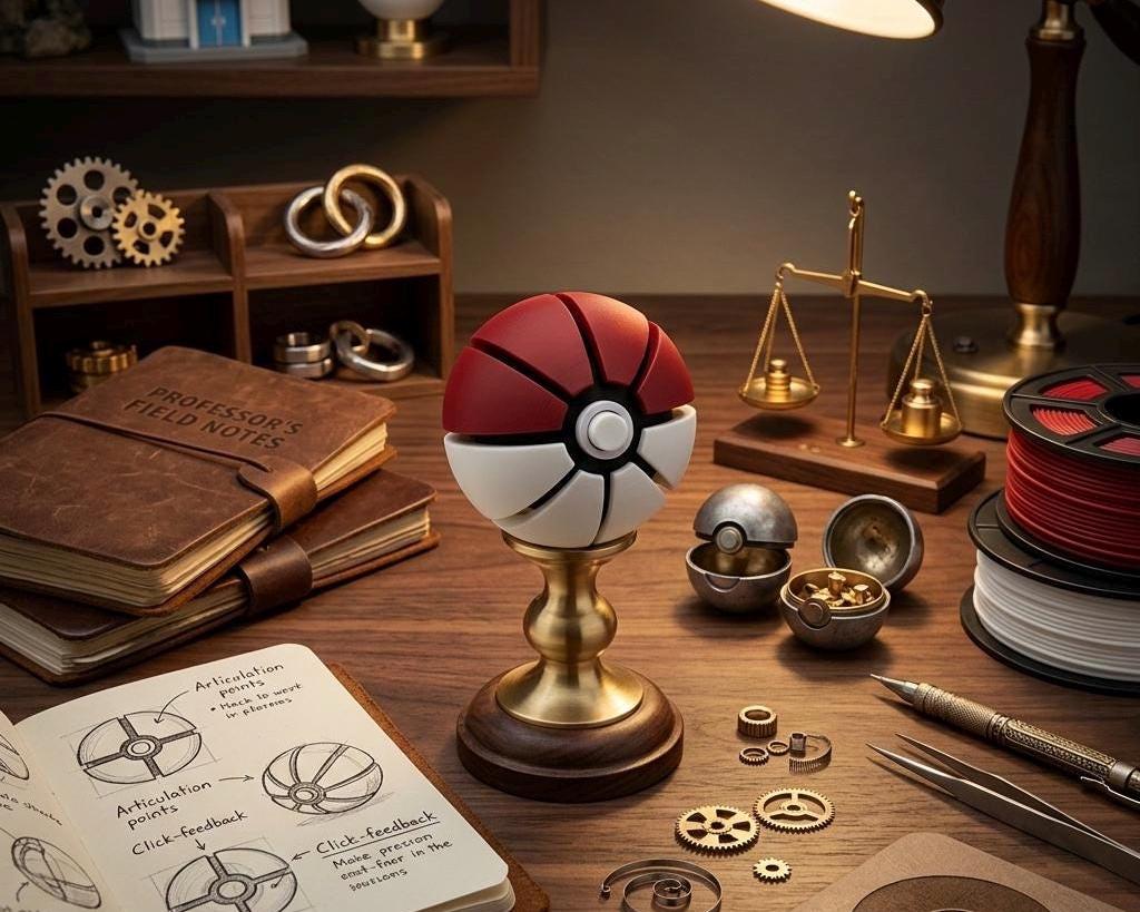 PokeBall Fidget Ball Toy, Pokemon Clicky Fidget Gadget, ADHD Focus Tool (Licensed)