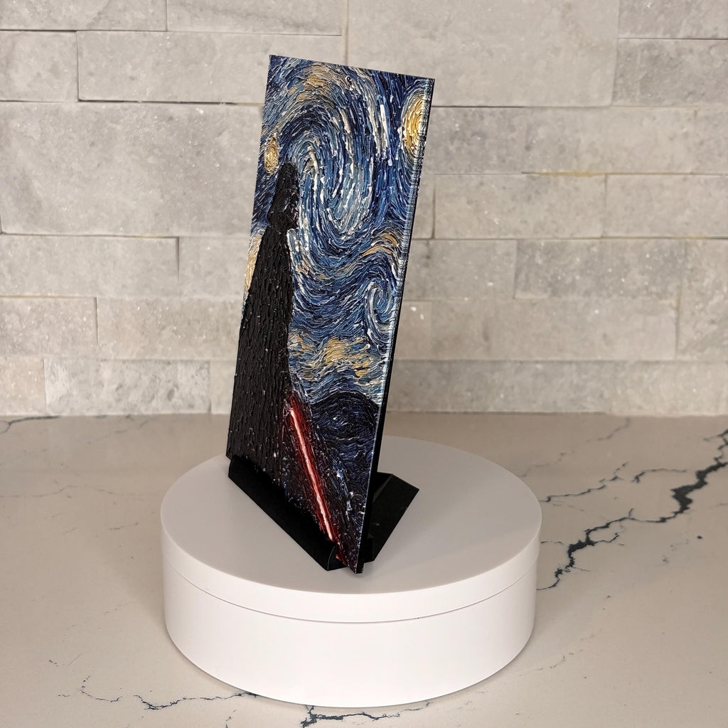 Darth Vader Starry Night Textured Acrylic Artwork, Raised UV Print Wall Decor