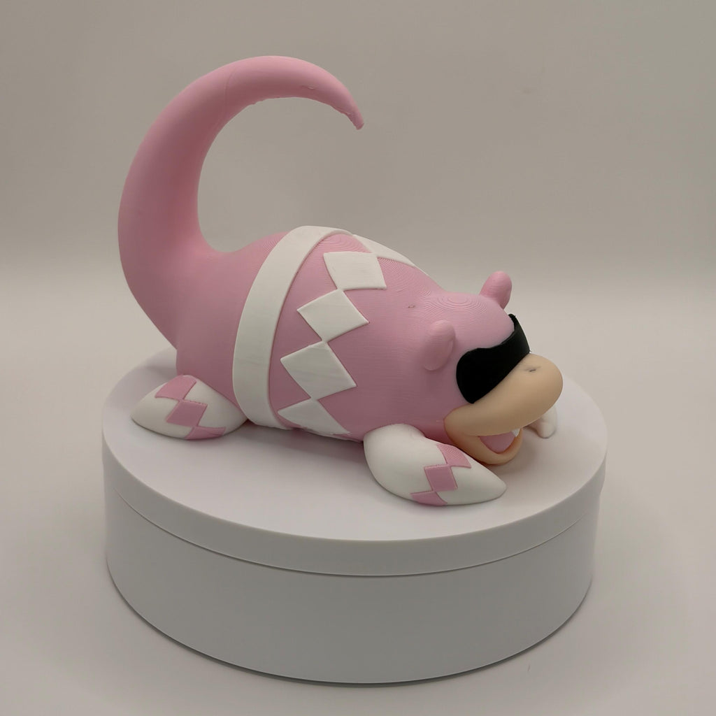 Pink Power Ranger Slowpoke Figurine, 3D Printed Pokemon Fusion, Cute Anime Collectible, Unique Gamer Gift - Licensed