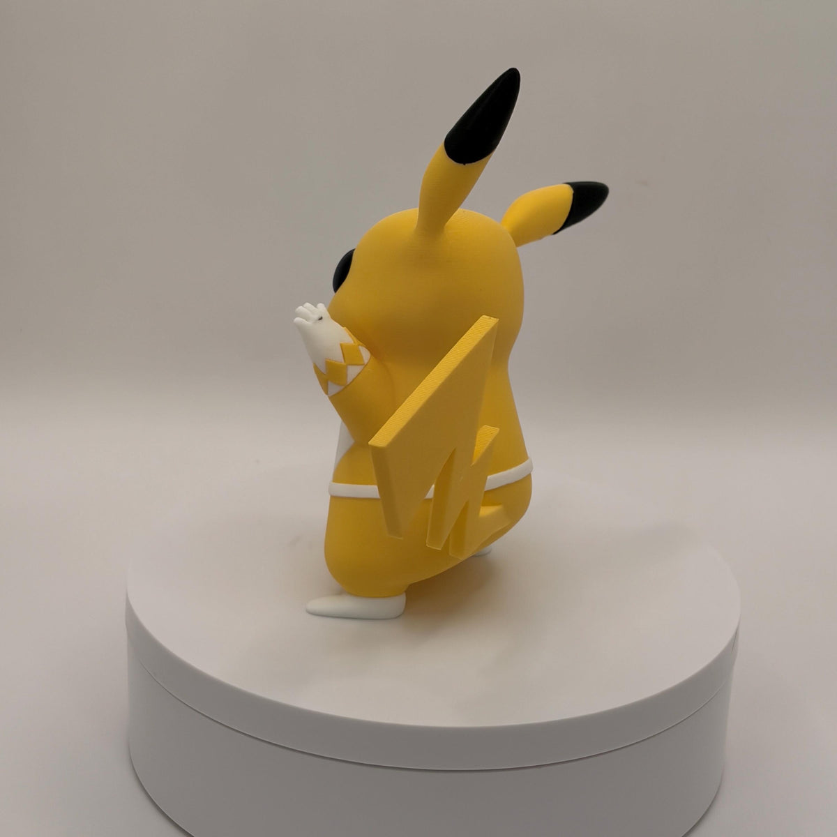Yellow Ranger Pikachu Figure, Lightning Tail Desk Decor, 3D Printed Collectible - Licensed