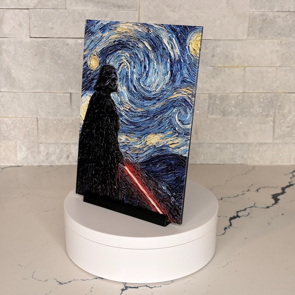 Darth Vader Starry Night Textured Acrylic Artwork, Raised UV Print Wall Decor