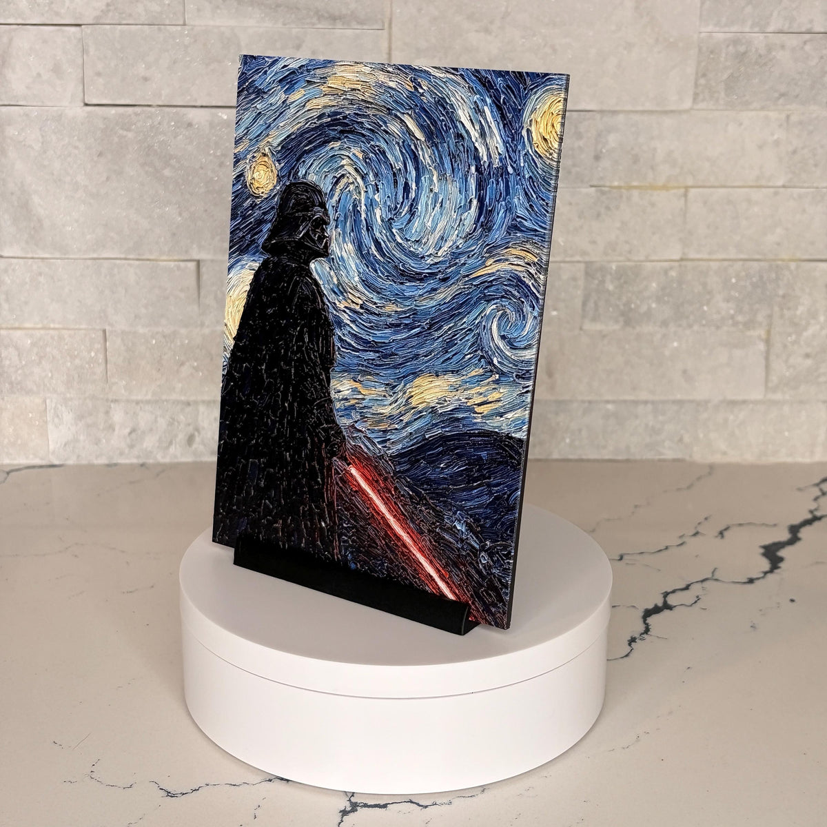 Darth Vader Starry Night Textured Acrylic Artwork, Raised UV Print Wall Decor