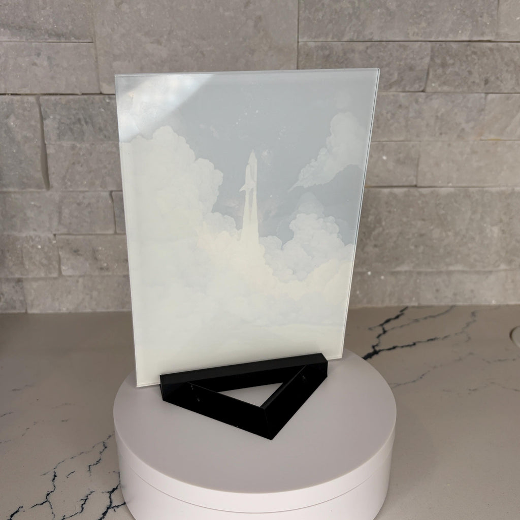 Textured Acrylic Space Shuttle Launch Artwork, NASA Inspired Rocket Display (5x7 Inch)