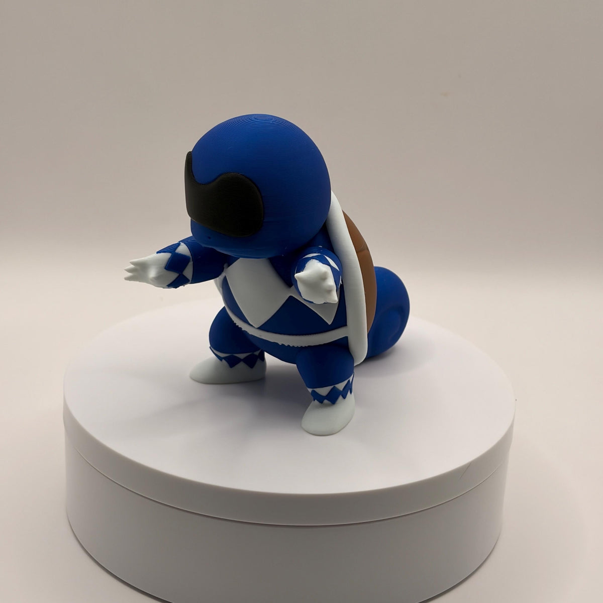 Blue Power Ranger Squirtle Figurine, 3D Printed Pokemon Fusion, Anime Collectible, Gamer Desk Decor, Unique Gift - Licensed
