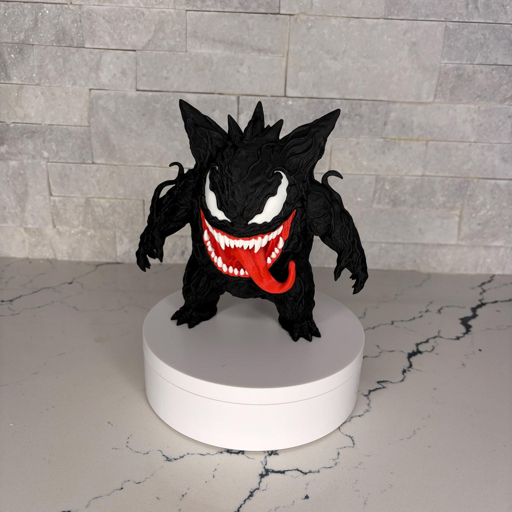 Venom-Gengar Shadow Figurine, Dark Symbiote Creature Statue, 3D Printed Desk Art