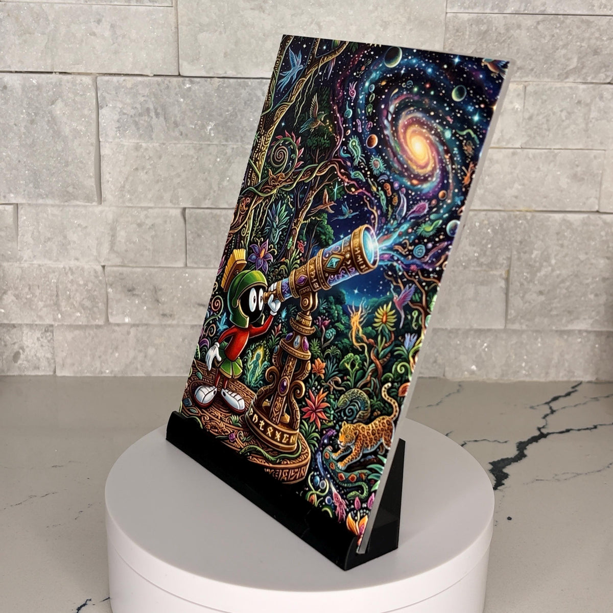 Marvin the Martian Cosmic Telescope Textured Acrylic Artwork, Psychedelic Space Galaxy Plaque