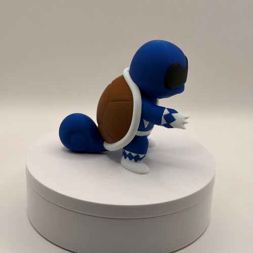Blue Power Ranger Squirtle Figurine, 3D Printed Pokemon Fusion, Anime Collectible, Gamer Desk Decor, Unique Gift - Licensed