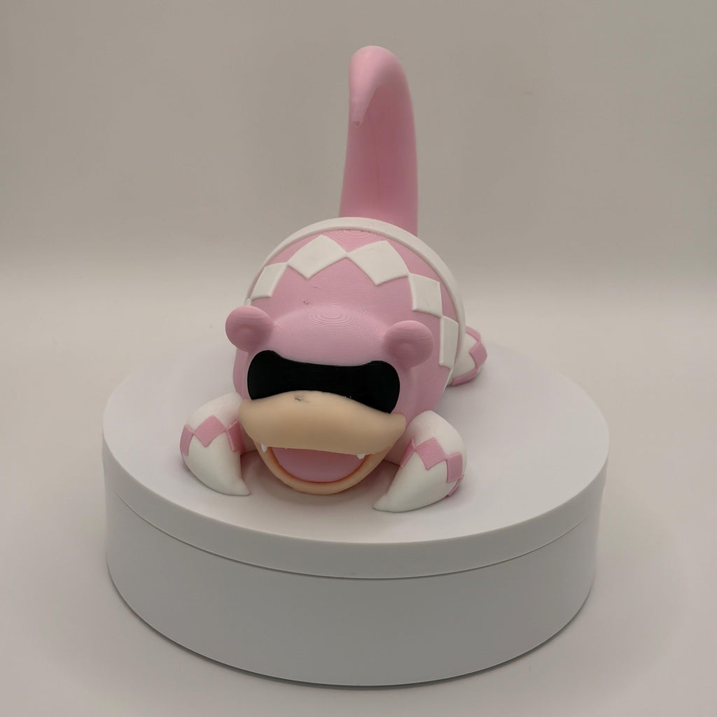 Pink Power Ranger Slowpoke Figurine, 3D Printed Pokemon Fusion, Cute Anime Collectible, Unique Gamer Gift - Licensed