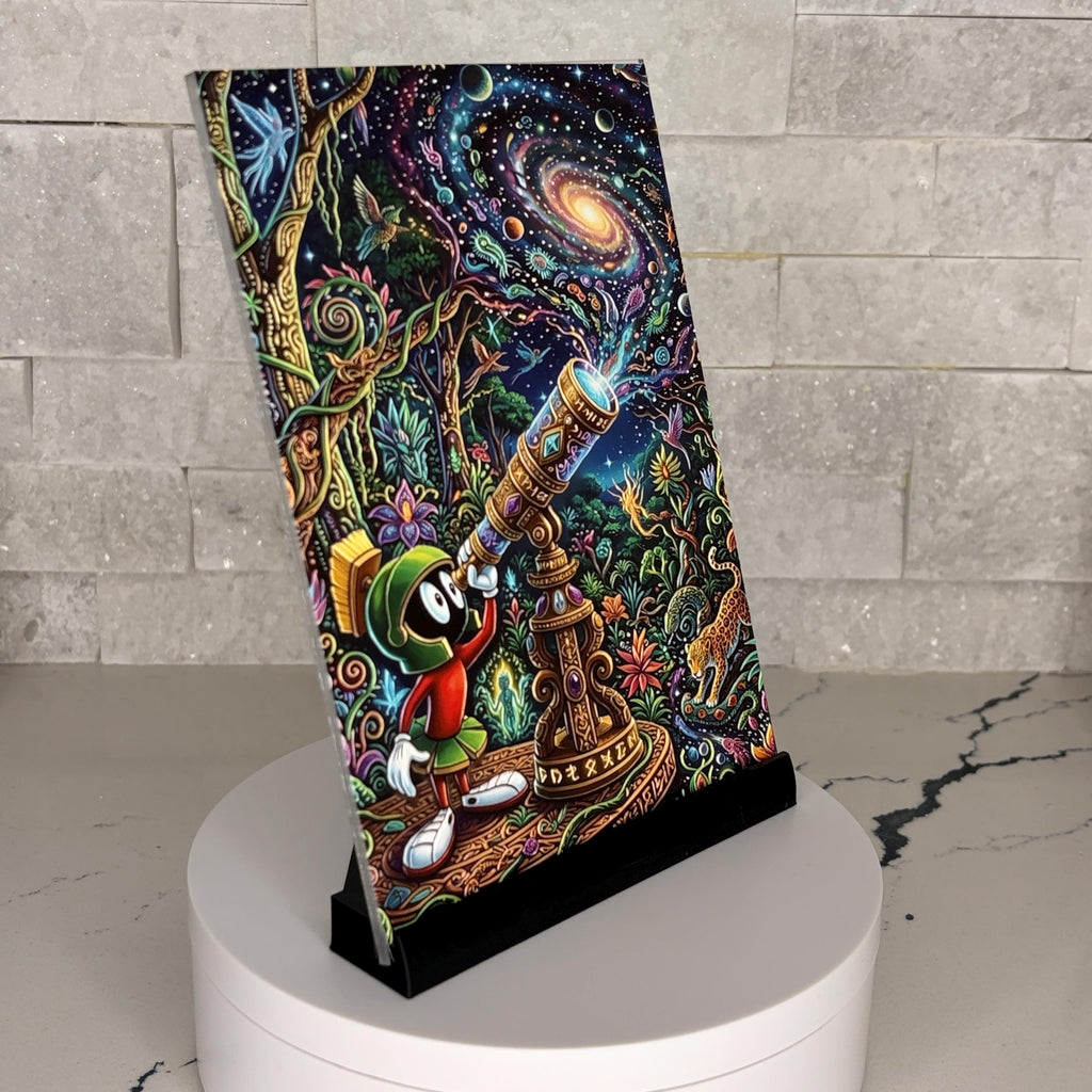 Marvin the Martian Cosmic Telescope Textured Acrylic Artwork, Psychedelic Space Galaxy Plaque