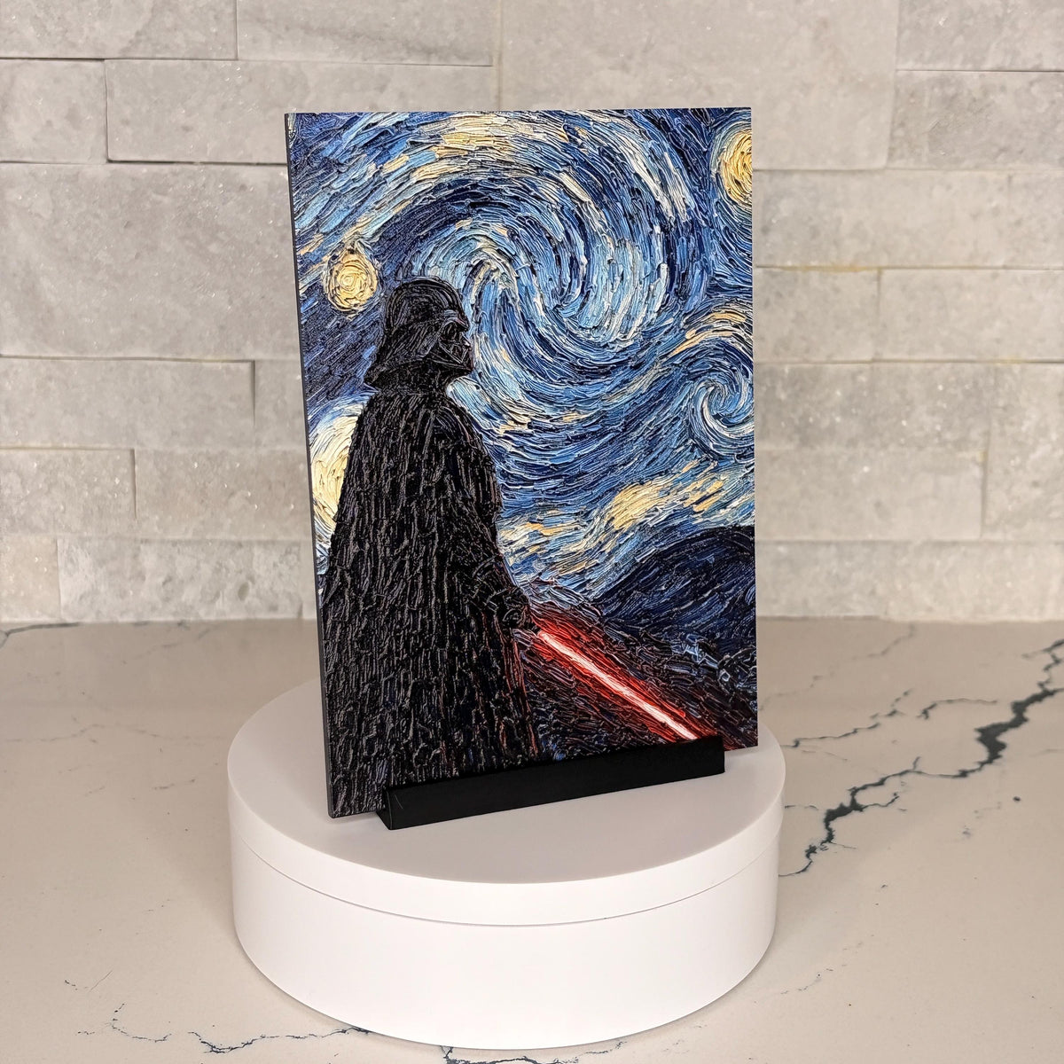 Darth Vader Starry Night Textured Acrylic Artwork, Raised UV Print Wall Decor