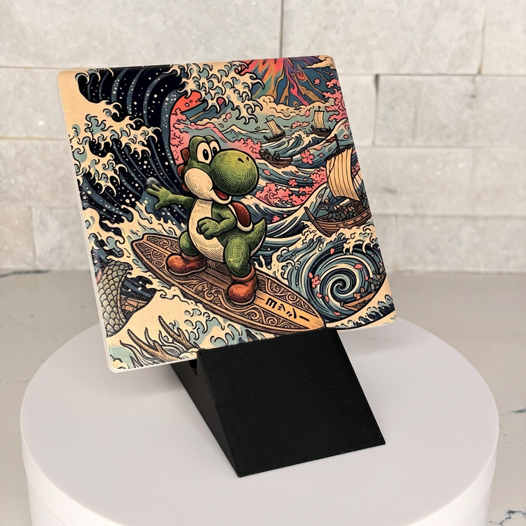 Yoshi Wave Ceramic Tile | Japanese Gaming Wall Decor (UV Printed)