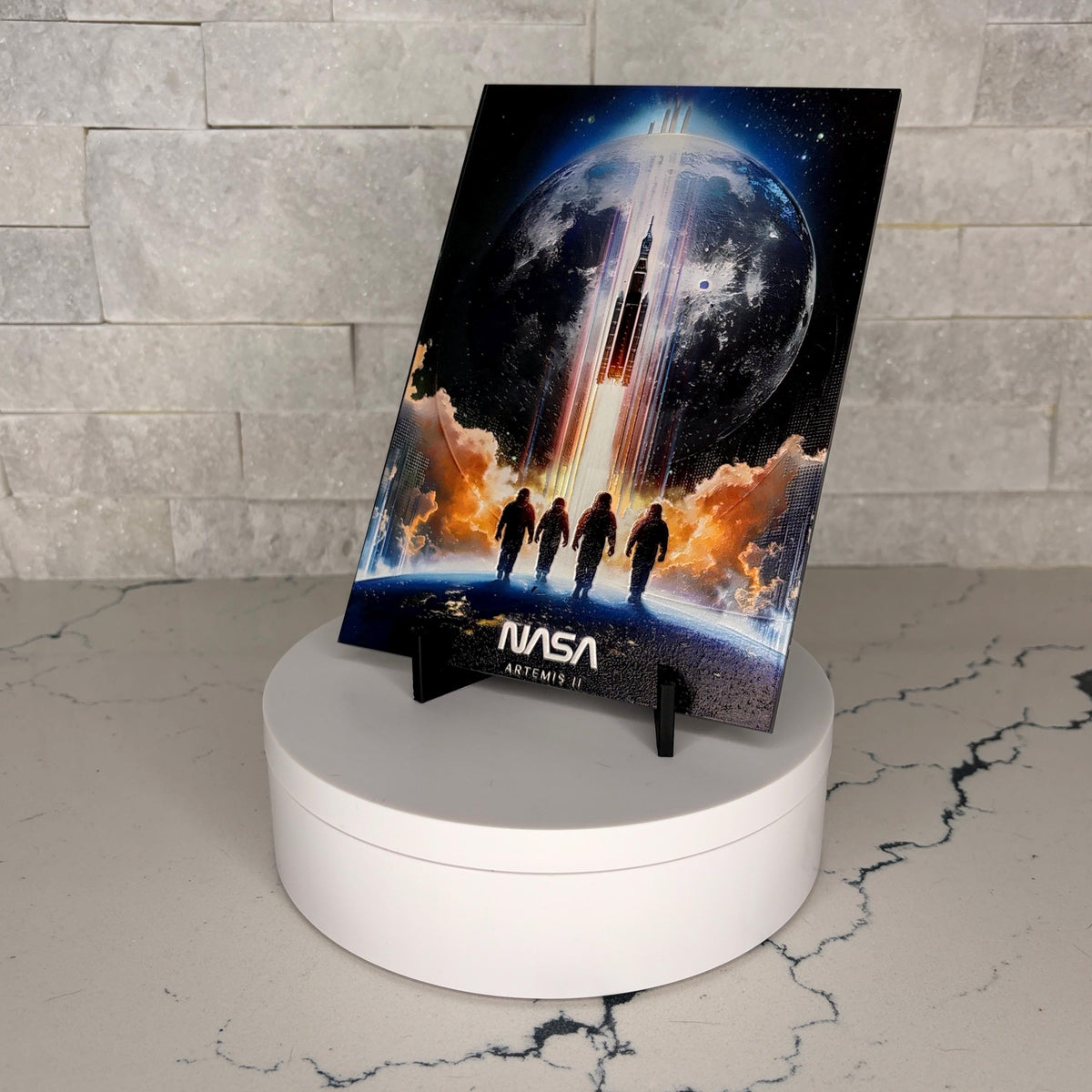 Artemis II UV Textured Space Art, Rocket Launch Lunar Exploration Wall Decor