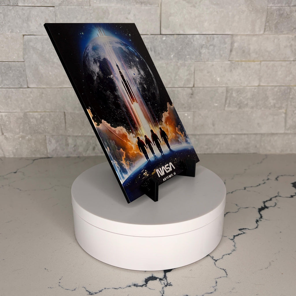 Artemis II UV Textured Space Art, Rocket Launch Lunar Exploration Wall Decor