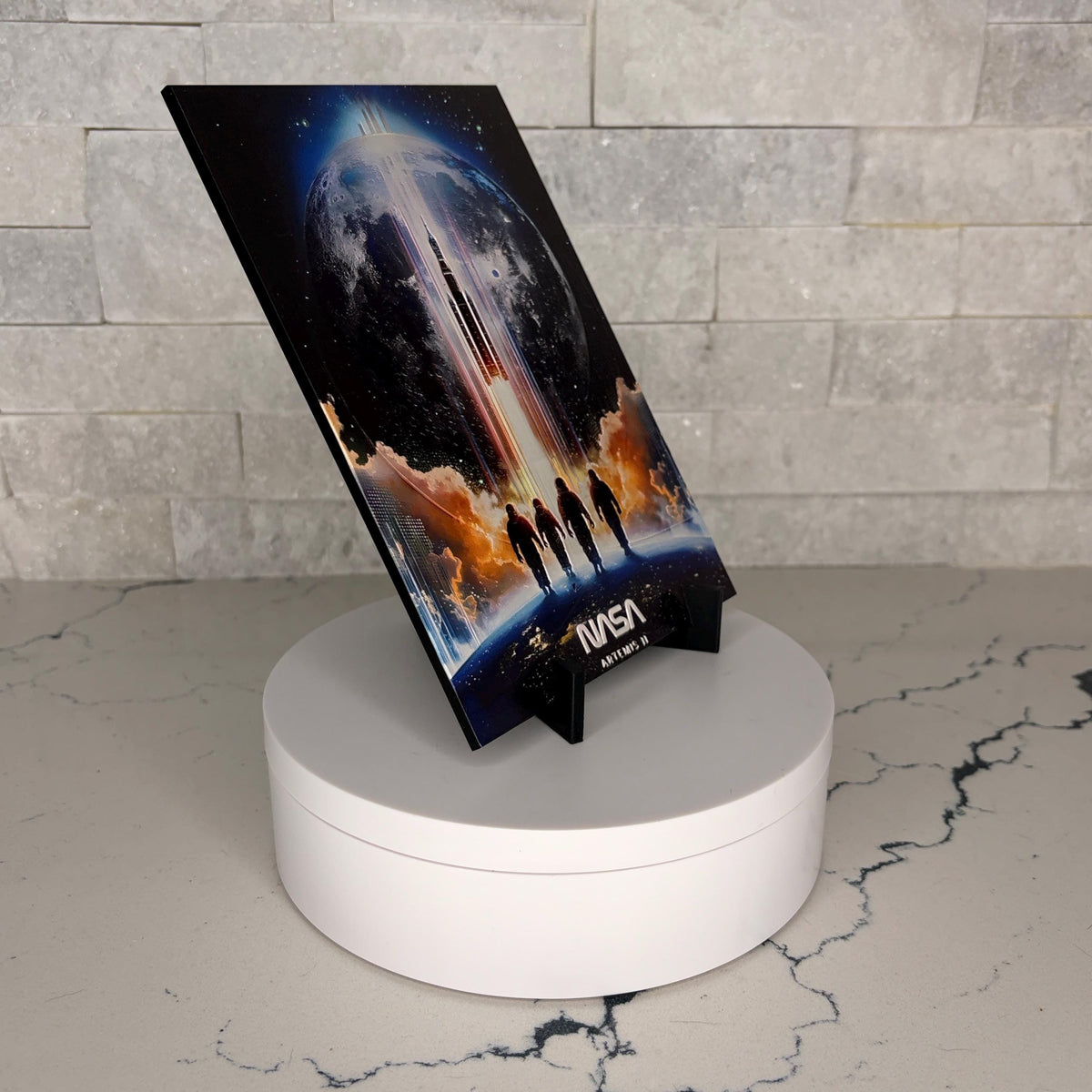 Artemis II UV Textured Space Art, Rocket Launch Lunar Exploration Wall Decor
